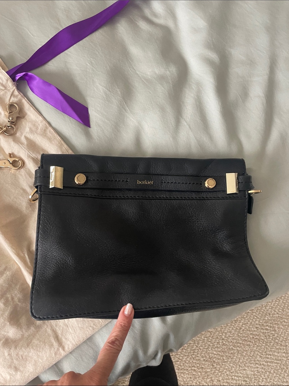 Botkier Black Leather Crossbody with Gold Hardware